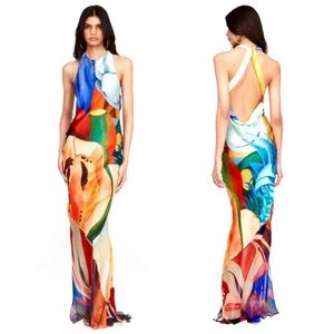 Ana Mercedes Hoyos SALPICON LONG SILK DRESS